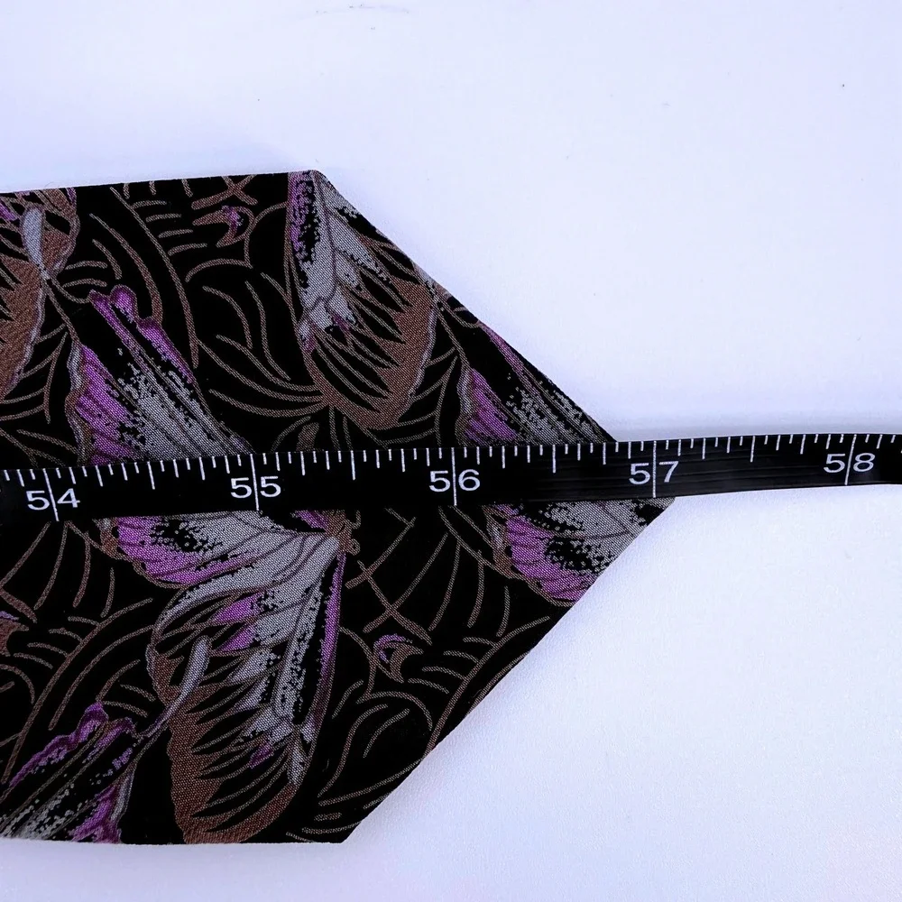 Vintage Giorgio Armani Cravatte Silk Tie Black Purple Butterfly Silk Italy 57L‎